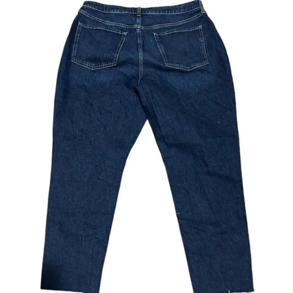 Old Navy High-Waisted Secret-Smooth Pockets O.G. Straight Raw Hem Jeans Size 16